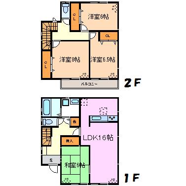 Floor plan. (3 Building), Price 33,800,000 yen, 4LDK, Land area 136.87 sq m , Building area 106 sq m