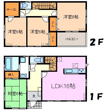 Floor plan. (4 Building), Price 32,800,000 yen, 4LDK, Land area 174.95 sq m , Building area 105.17 sq m