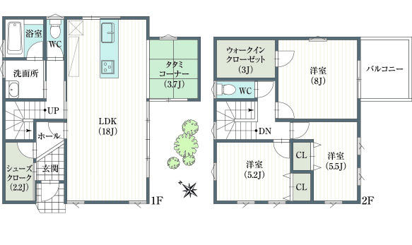 Building plan example (floor plan). Building plan example (No. 2 locations) Building price 16 million yen, Building area 103.52 sq m