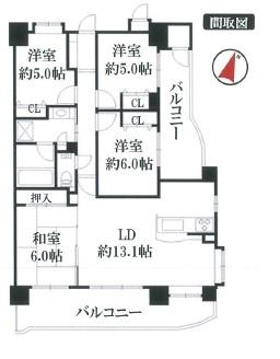 Floor plan. 4LDK, Price 25,800,000 yen, Occupied area 82.13 sq m , Balcony area 24.81 sq m
