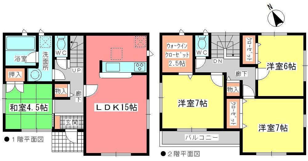 Floor plan. (Building 2), Price 25,900,000 yen, 4LDK, Land area 129.47 sq m , Building area 96.79 sq m