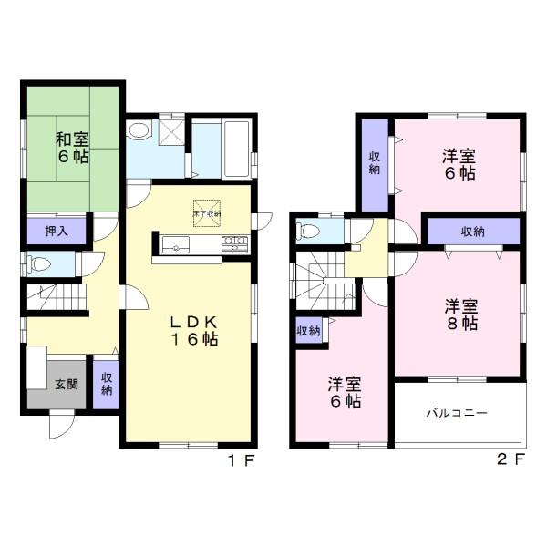Floor plan. (3 Building), Price 34,800,000 yen, 4LDK, Land area 169.66 sq m , Building area 106 sq m
