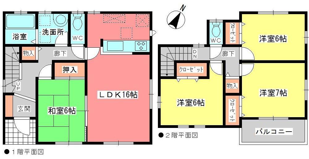 Floor plan. (Building 2), Price 33,500,000 yen, 4LDK, Land area 134.56 sq m , Building area 101.84 sq m