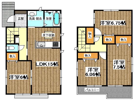 Floor plan. (1 Building), Price 23.8 million yen, 4LDK, Land area 101.88 sq m , Building area 97.32 sq m