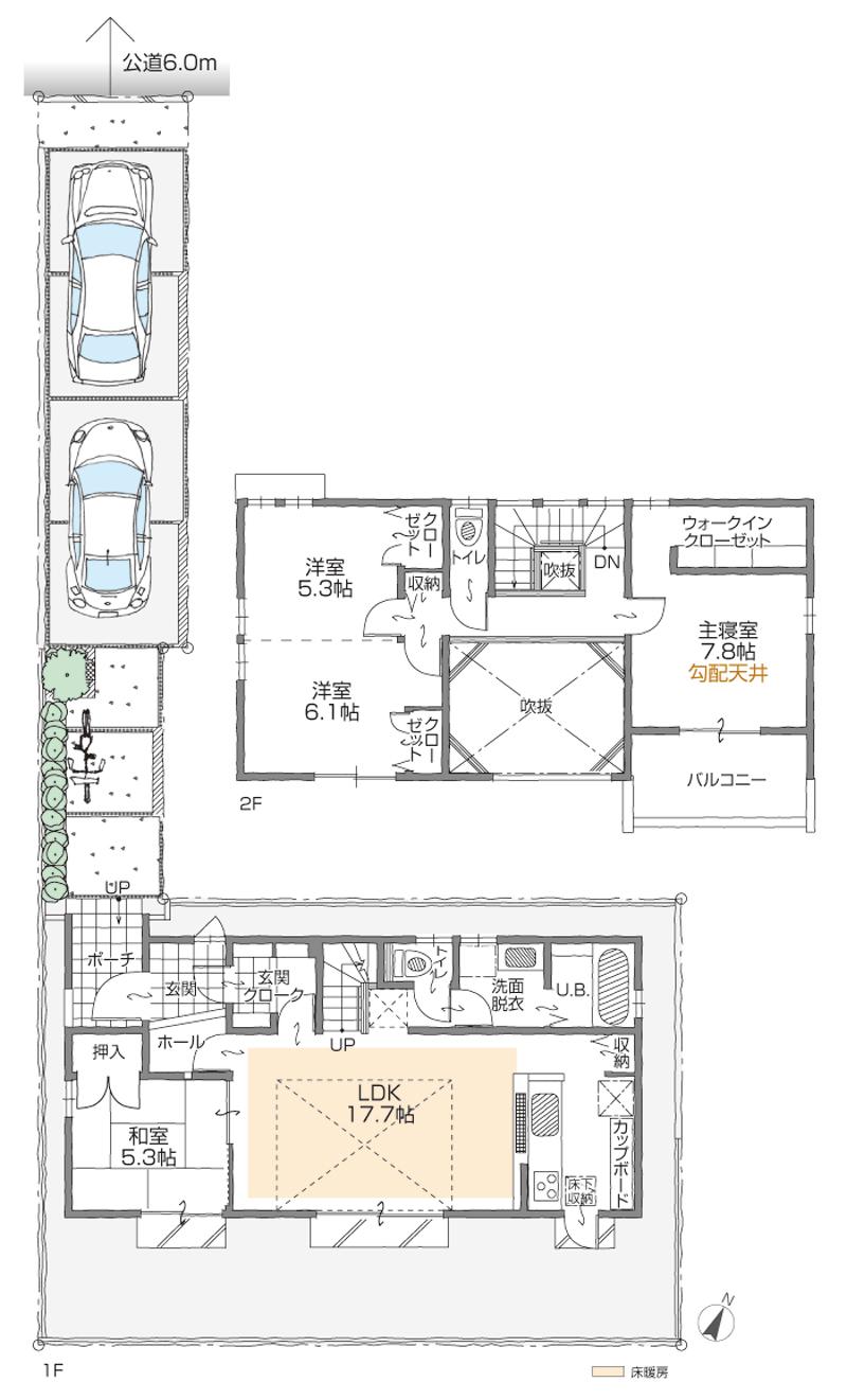 Floor plan. Price: 34,500,000 yen Floor: 4LDK + 2S land area: 160.53 sq m building area: 107.79 sq m