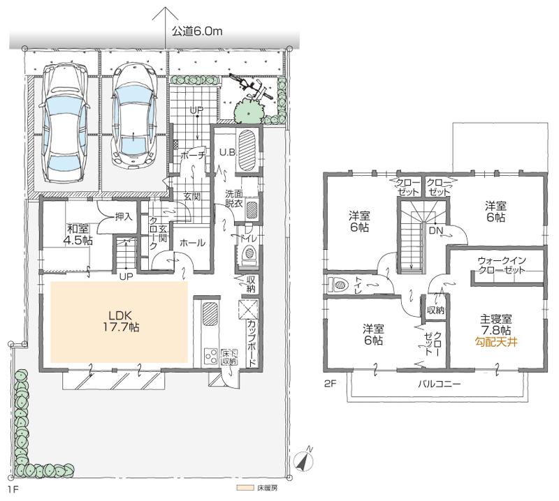 Floor plan. (E Building), Price 39,800,000 yen, 5LDK+2S, Land area 160.54 sq m , Building area 118.16 sq m