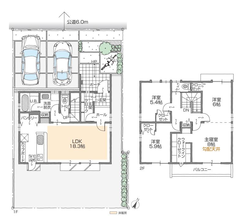 Floor plan. (B Building), Price 38,900,000 yen, 4LDK+2S, Land area 160.61 sq m , Building area 111.81 sq m