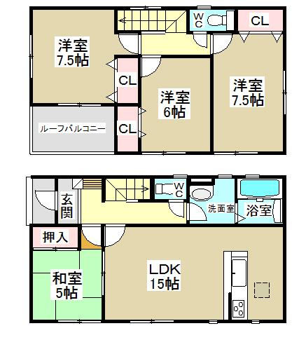 Floor plan. (4 Building), Price 26,900,000 yen, 4LDK, Land area 146.12 sq m , Building area 96.9 sq m