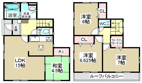 Floor plan. (1 Building), Price 26,900,000 yen, 4LDK, Land area 165.92 sq m , Building area 92.75 sq m