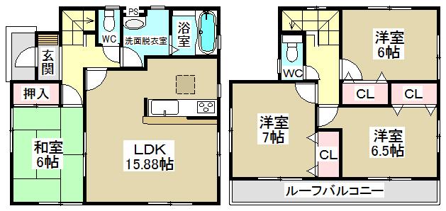 Floor plan. 25,500,000 yen, 4LDK, Land area 199.8 sq m , Building area 97.31 sq m