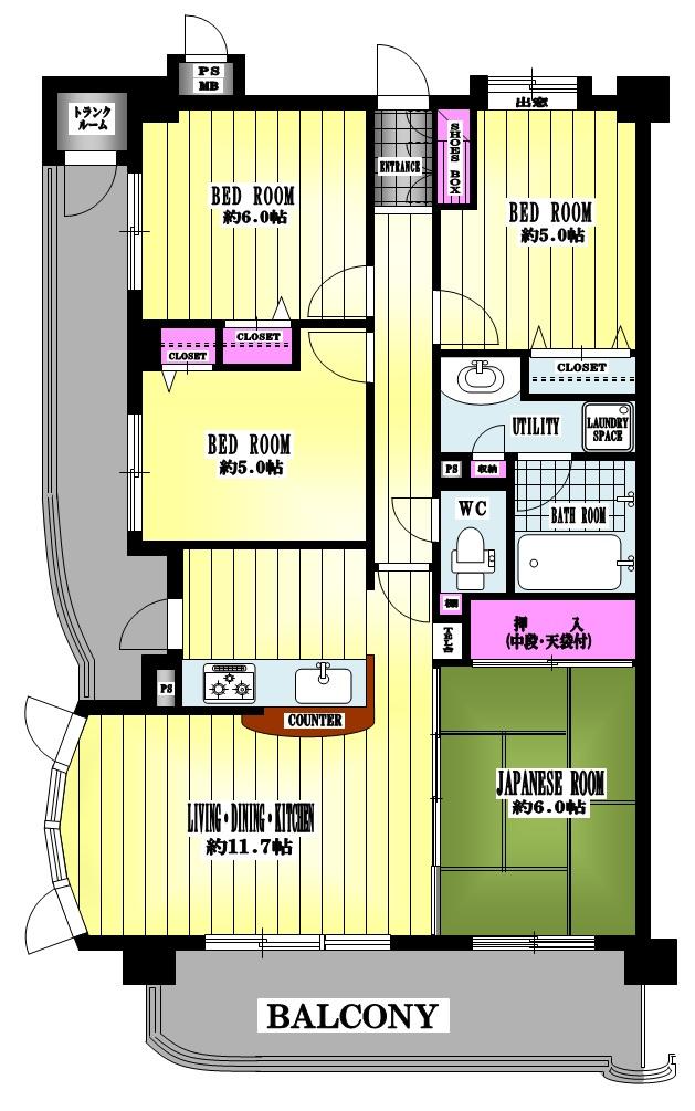 Floor plan. 4LDK, Price 17.3 million yen, Occupied area 81.89 sq m , Balcony area 21.2 sq m