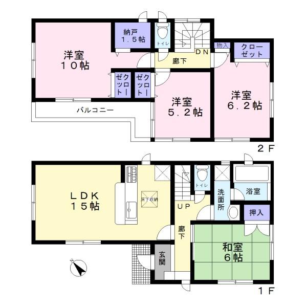 Floor plan. (1 Building), Price 27,900,000 yen, 4LDK+S, Land area 101.94 sq m , Building area 97.6 sq m