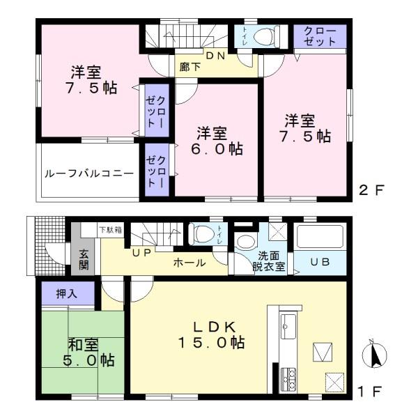 Floor plan. (4 Building), Price 26,900,000 yen, 4LDK, Land area 146.12 sq m , Building area 96.9 sq m