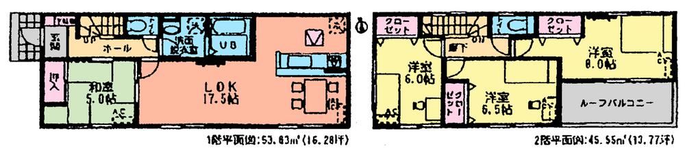 Floor plan. (Building 2), Price 26,900,000 yen, 4LDK, Land area 165.74 sq m , Building area 99.38 sq m