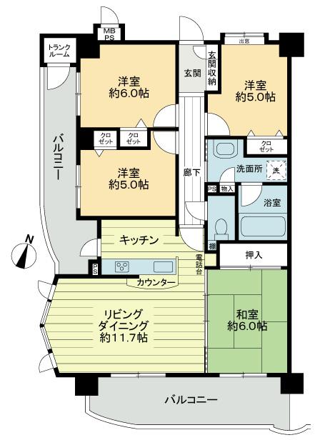 Floor plan. 4LDK, Price 17.3 million yen, Occupied area 81.89 sq m , Balcony area 21.2 sq m floor plan