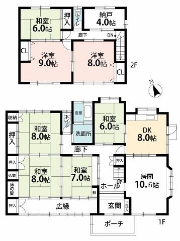 Floor plan. 27,800,000 yen, 7LDK + S (storeroom), Land area 330.58 sq m , Building area 180.1 sq m