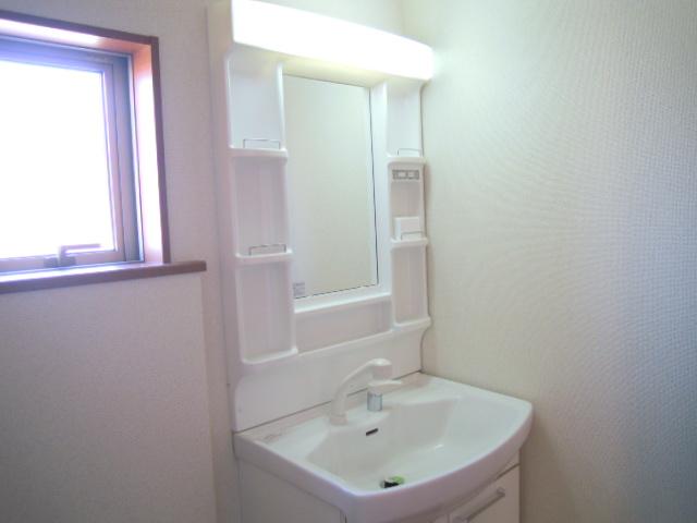 Wash basin, toilet. Construction example photo Wash