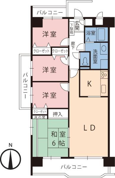 Floor plan. 4LDK, Price 9.98 million yen, Occupied area 80.36 sq m