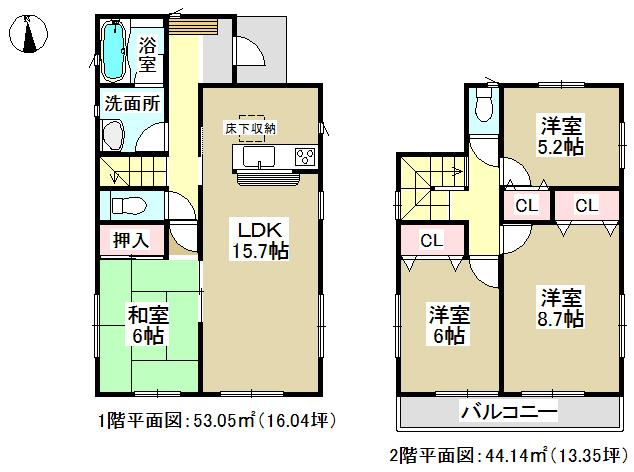 Floor plan. (1 Building), Price 24,900,000 yen, 4LDK, Land area 140.75 sq m , Building area 97.19 sq m