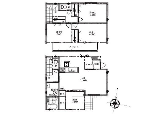 Floor plan. 29,900,000 yen, 4LDK, Land area 109.1 sq m , There is a building area of ​​104.06 sq m corner lot