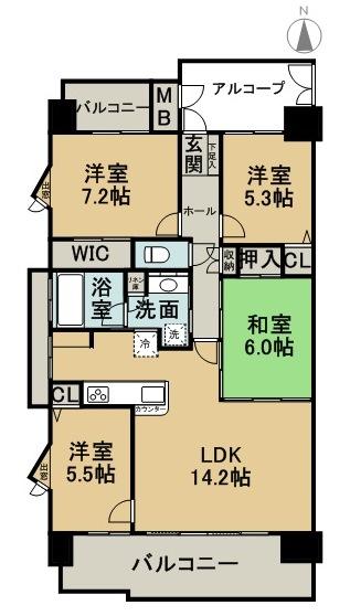 Floor plan. 4LDK, Price 18,800,000 yen, Occupied area 90.09 sq m , Balcony area 16.64 sq m 6 Kaikaku room! ! Sunny