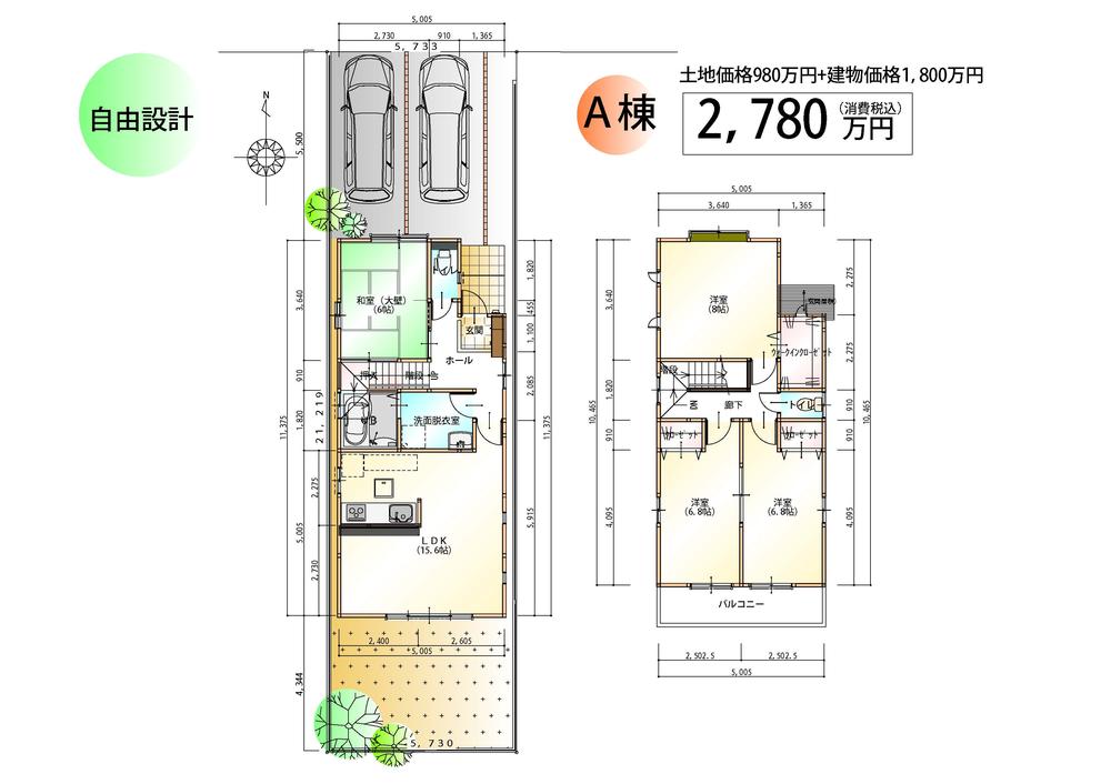 Building plan example (floor plan). Building plan example (Daiji Building A) 4LDK, Land price 18 million yen, Land area 176.02 sq m , Building price 18 million yen, Building area 103.51 sq m