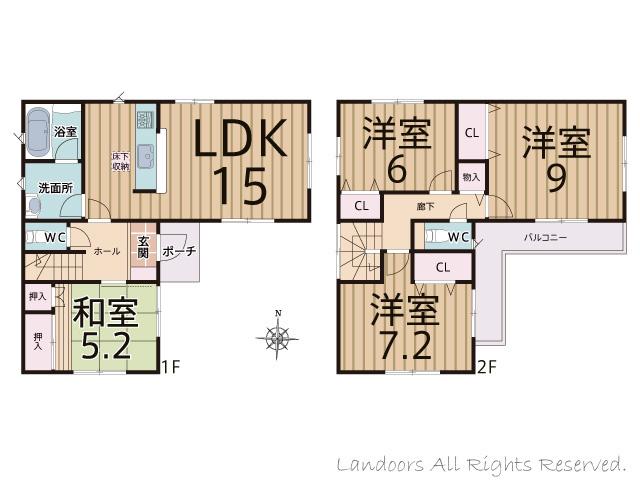 Floor plan. 22,900,000 yen, 4LDK, Land area 128.91 sq m , Building area 97.6 sq m floor plan
