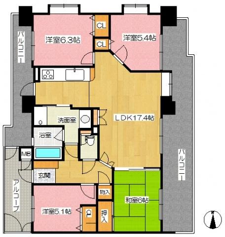 Floor plan. 4LDK, Price 16.3 million yen, Occupied area 82.97 sq m , Balcony area 25.71 sq m floor plan