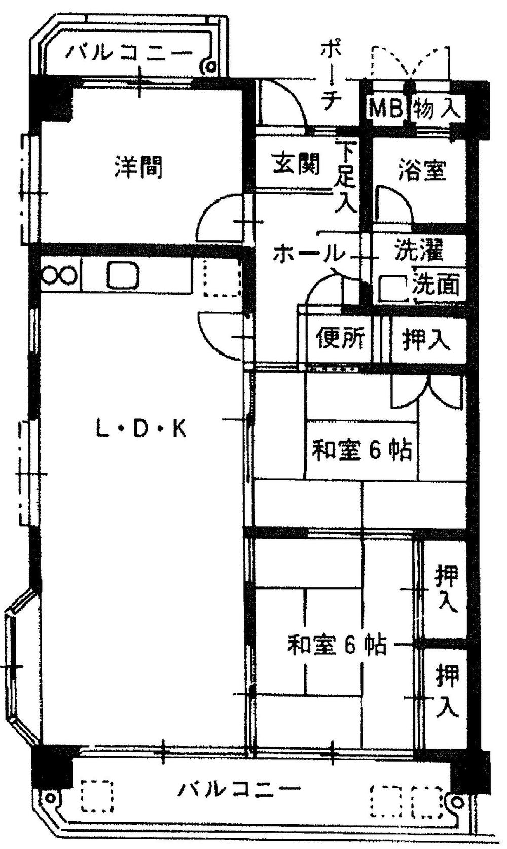 Floor plan. 3LDK, Price 6.5 million yen, Occupied area 76.32 sq m , Balcony area 10 sq m southwest angle room
