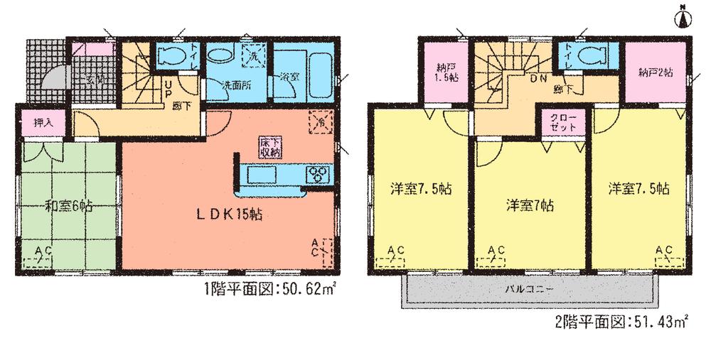 Floor plan. (Building 2), Price 25,900,000 yen, 4LDK+2S, Land area 172.91 sq m , Building area 102.05 sq m