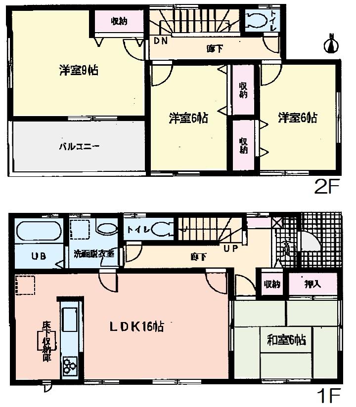 Floor plan. (Building 2), Price 24,800,000 yen, 4LDK, Land area 158.1 sq m , Building area 105.17 sq m