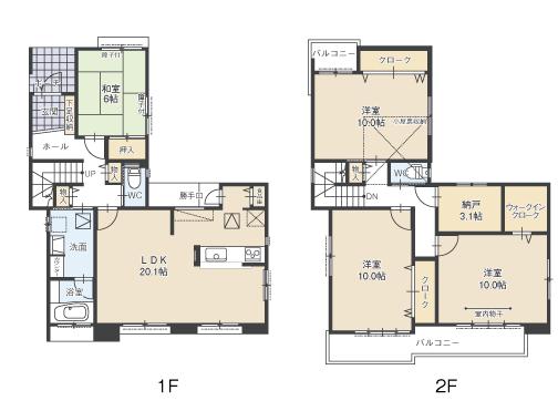 Floor plan. (C Building), Price 27,800,000 yen, 4LDK+S, Land area 162.98 sq m , Building area 141.69 sq m