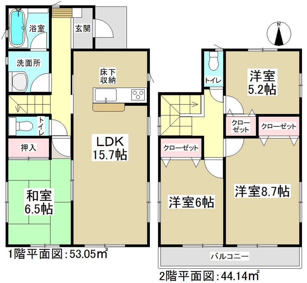 Floor plan. (1 Building), Price 24,900,000 yen, 4LDK, Land area 140.75 sq m , Building area 97.19 sq m