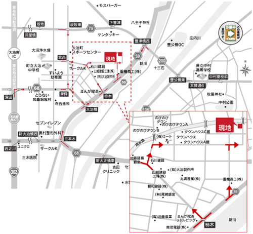 Local guide map. Good access to the friendly town "ChoMaki" Nagoya to parenting can feel the natural familiar. Nagoya second annular line "Daiji north" a 5-minute drive from the Inter, Convenience of daily life is throbbing will increase the values ​​of life. 