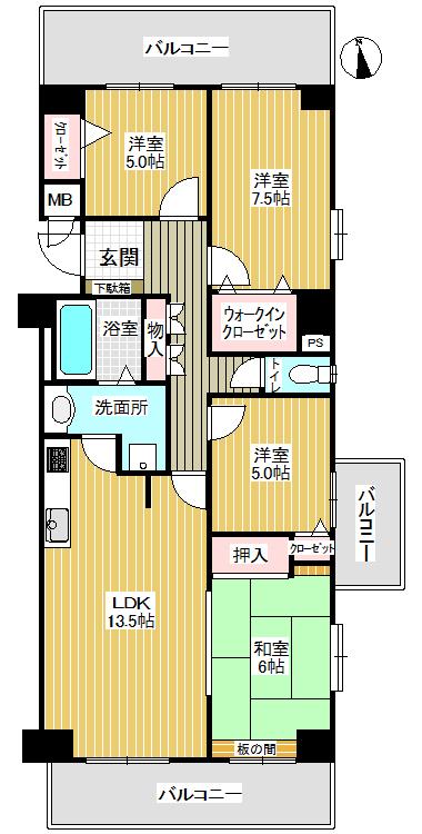 Floor plan. 4LDK, Price 15.9 million yen, Footprint 85.9 sq m , Balcony area 19.78 sq m