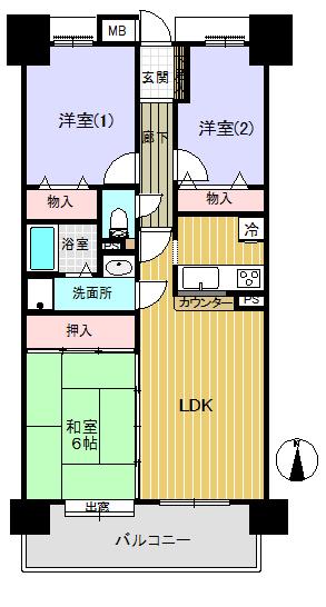 Floor plan. 3LDK, Price 9.8 million yen, Occupied area 68.37 sq m , While balcony area 10.03 sq m orthodox floor plan, There is a bay window there is a feature in the Japanese-style room.