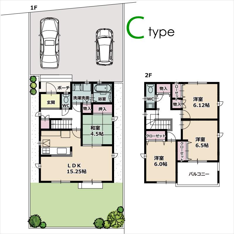 Floor plan. (Ctype), Price 28,300,000 yen, 4LDK, Land area 159.38 sq m , Building area 101.02 sq m