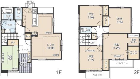Floor plan. (C Building), Price 29,800,000 yen, 5LDK, Land area 150.34 sq m , Building area 142.08 sq m