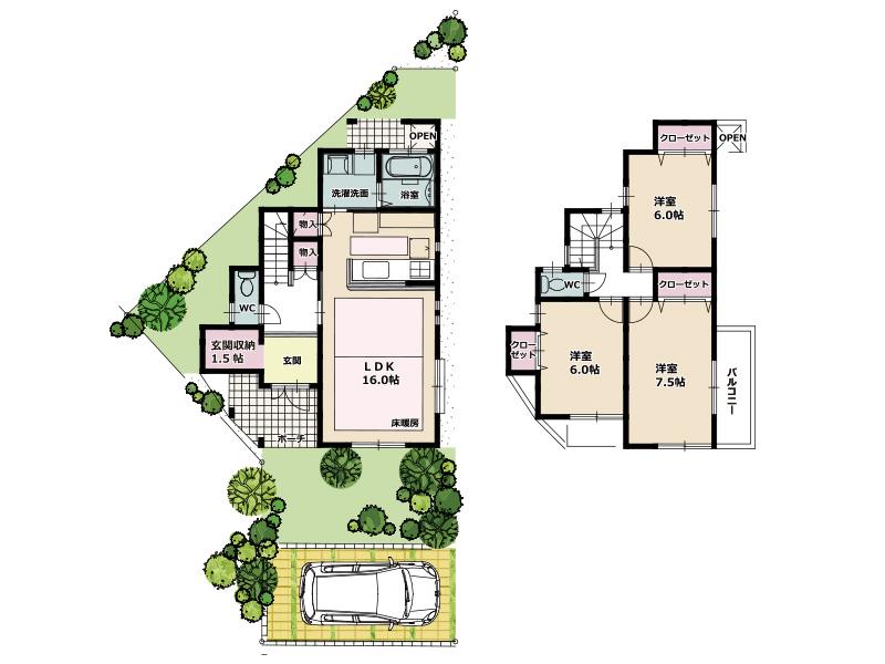 Floor plan. (D Building), Price 26.5 million yen, 3LDK+S, Land area 122.74 sq m , Building area 90.68 sq m