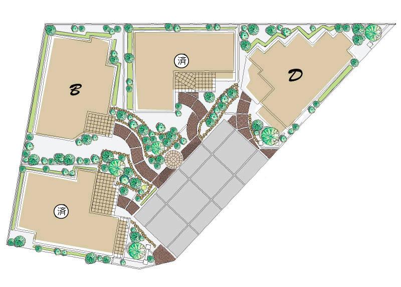 The entire compartment Figure. Any building is also disposed such that the "common garden", There is a contrivance to make a connection with your neighborhood / Compartment Figure