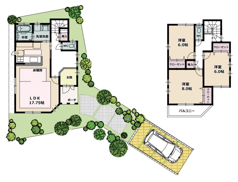 Floor plan. (B Building), Price 24,700,000 yen, 3LDK, Land area 137.65 sq m , Building area 99.79 sq m