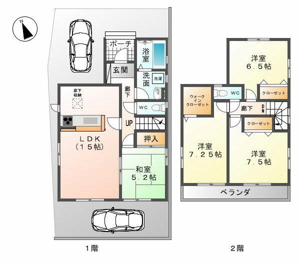 Floor plan. (1 Building), Price 19,800,000 yen, 4LDK, Land area 113.84 sq m , Building area 98.55 sq m