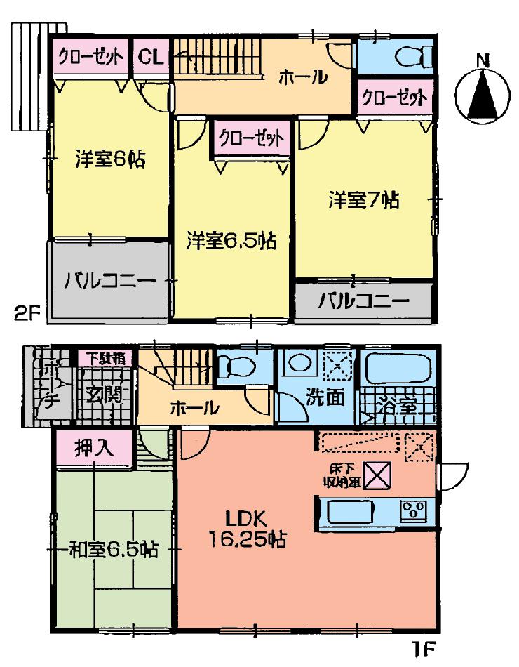 Floor plan. (Building 2), Price 24,300,000 yen, 4LDK, Land area 160.56 sq m , Building area 98.41 sq m