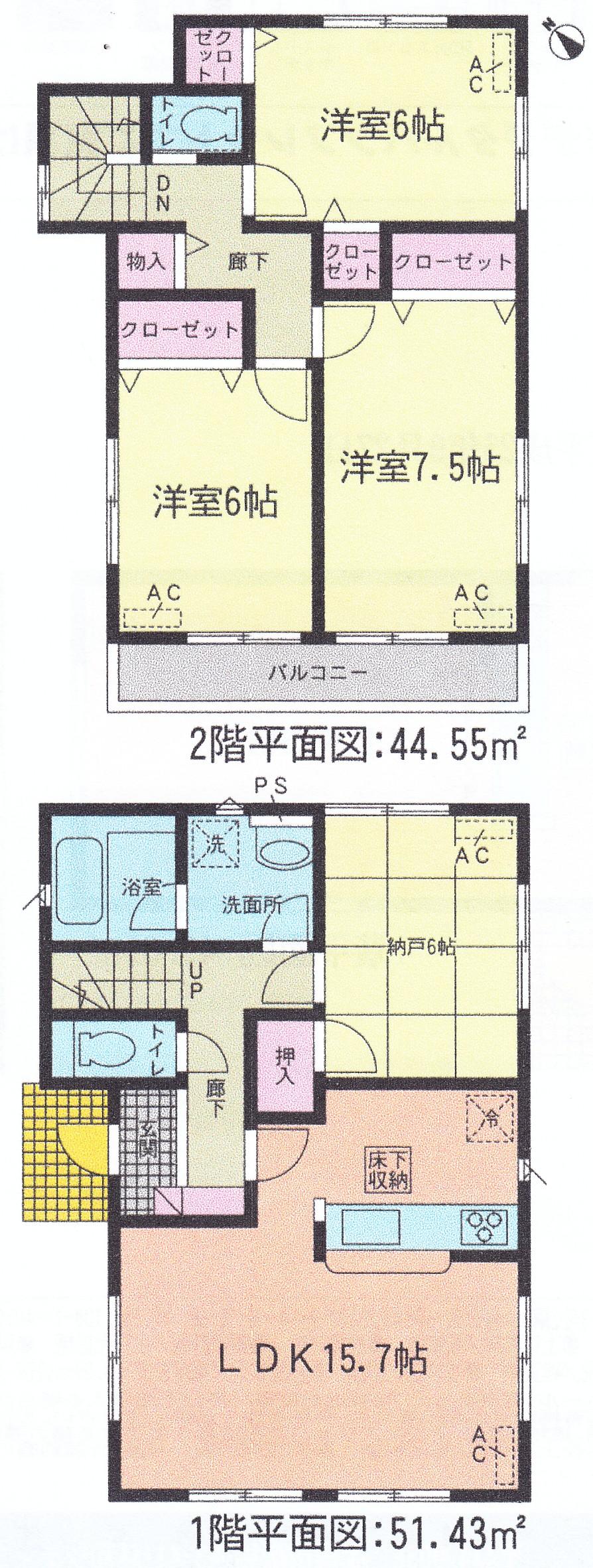 Floor plan. 28,900,000 yen, 3LDK + S (storeroom), Land area 117.53 sq m , Building area 95.98 sq m