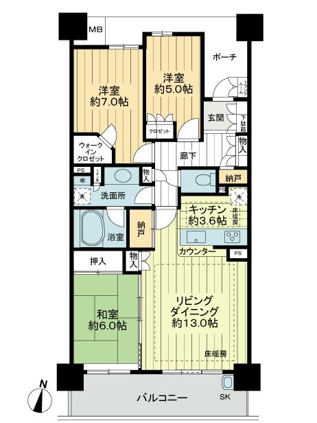 Floor plan. 3LDK, Price 24,800,000 yen, Occupied area 83.53 sq m , Balcony area 11.56 sq m