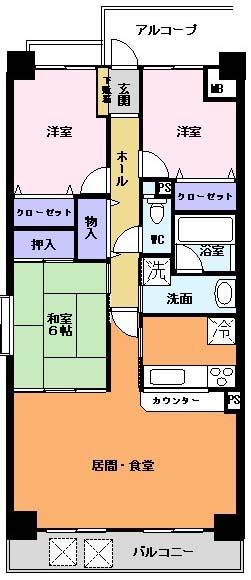 Floor plan. 3LDK, Price 7.9 million yen, Occupied area 69.46 sq m , Balcony area 8.4 sq m