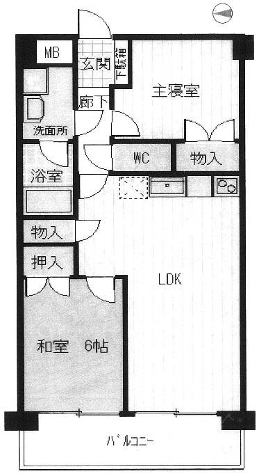 Floor plan. 2LDK, Price 6.7 million yen, Occupied area 48.31 sq m , Balcony area 8.58 sq m