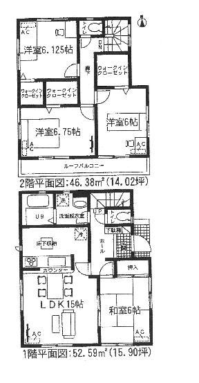 Floor plan. (4 Building), Price 31,900,000 yen, 4LDK+3S, Land area 146.7 sq m , Building area 98.97 sq m