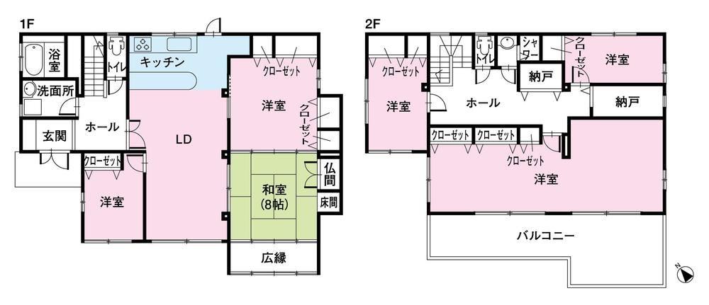 Floor plan. 47,500,000 yen, 6LDK + 2S (storeroom), Land area 203.39 sq m , Building area 176.82 sq m