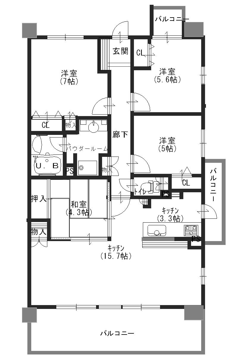 Floor plan. 4LDK, Price 26 million yen, Occupied area 90.55 sq m , Balcony area 19.24 sq m